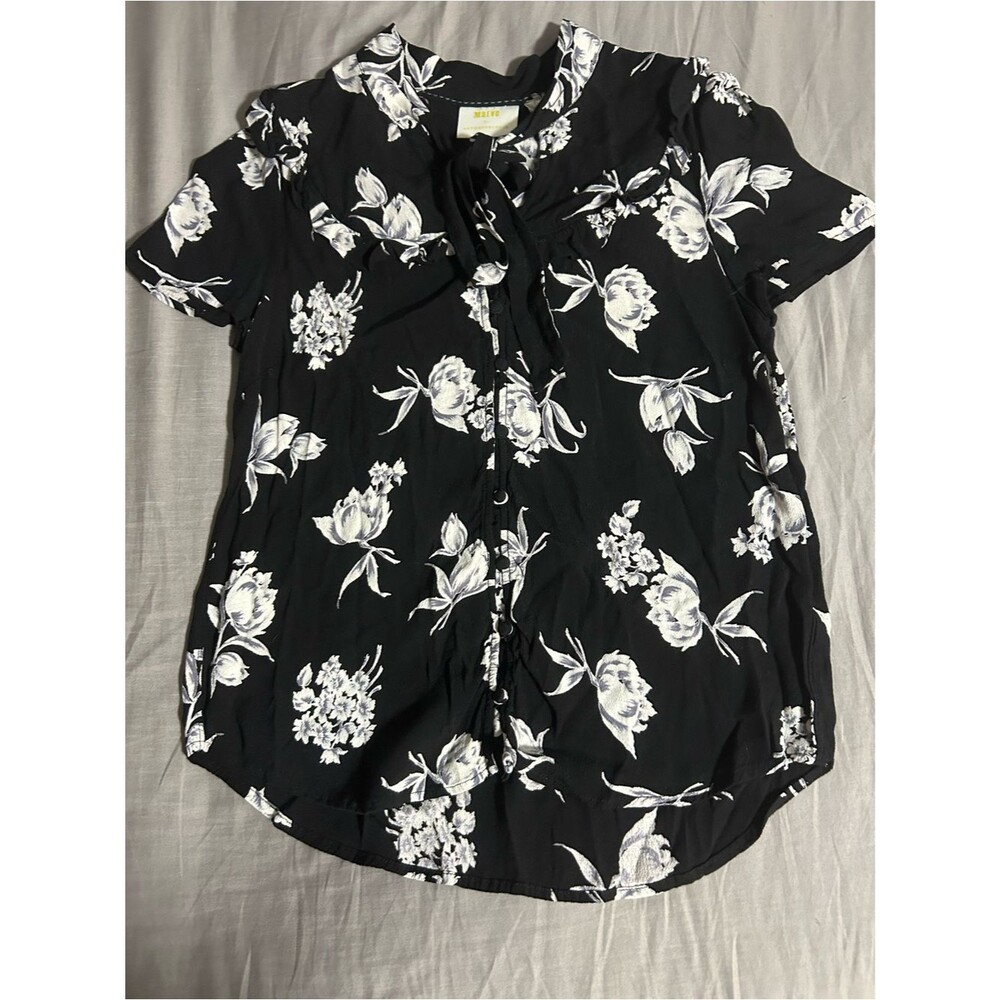 Anthropologie Maeve Adagio Floral Ruffle Trim Blouse Size XL